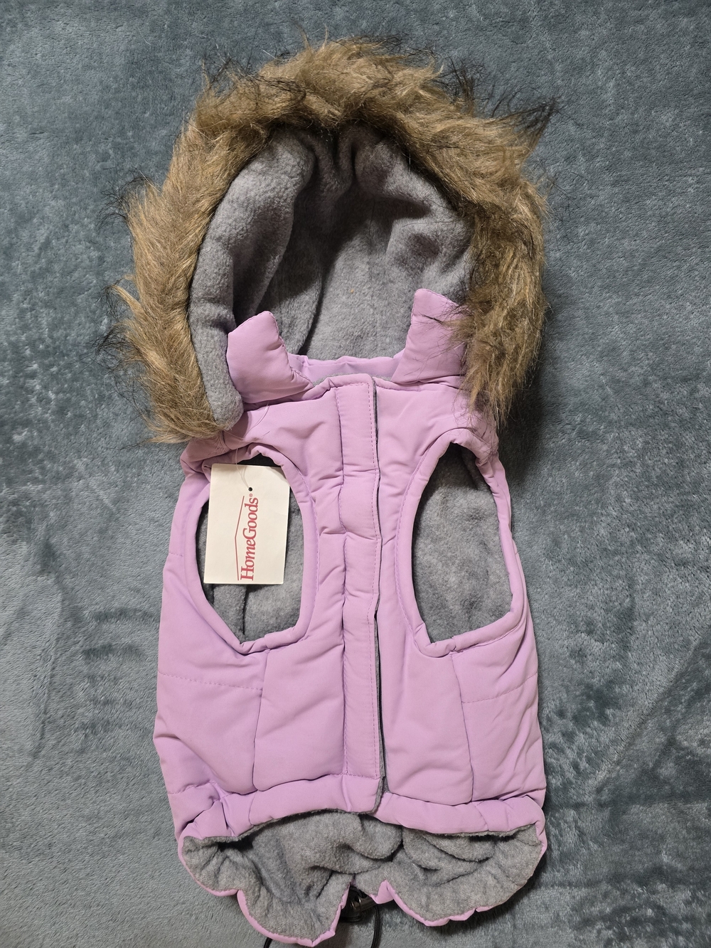 NWT Dog Whisperer Small Lavender Dog Puffer Coat Fleece Faux Fur Hood